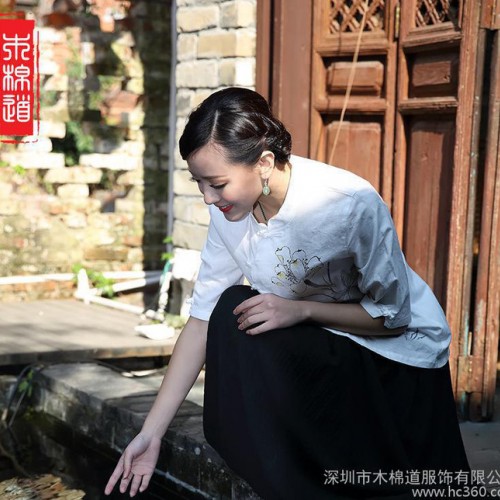 木棉道.女士唐装春装 中老年上衣 传统盘扣 棉麻民族风 18295图3