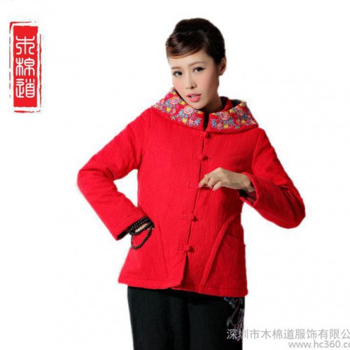 木棉道民族风原创中老年女装唐装上衣 时尚复古改良中式棉衣 大衣图3