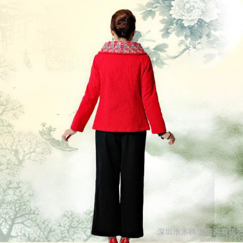 木棉道民族风原创中老年女装唐装上衣 时尚复古改良中式棉衣 大衣