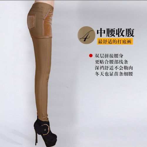 供应梦梦圆皮草裙女裤子新款显瘦打底裤图2