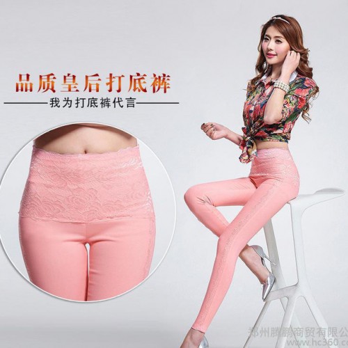 实拍2015春装打底裤新款高腰蕾丝花边弹力显瘦外穿小脚女裤图3