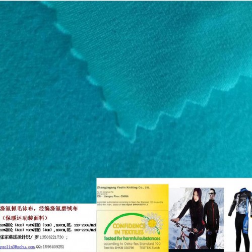 经编涤氨磨绒布/ 四面弹泳布抓毛 /保暖弹力运动装面料图2