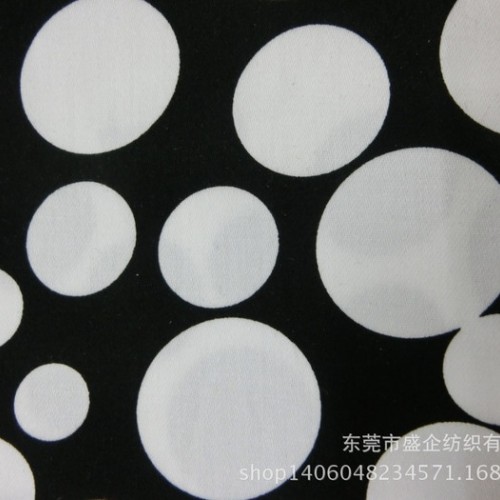 SQ159#  全棉细斜印花 斜纹纱卡印花布 纯棉纱卡大小圆图1