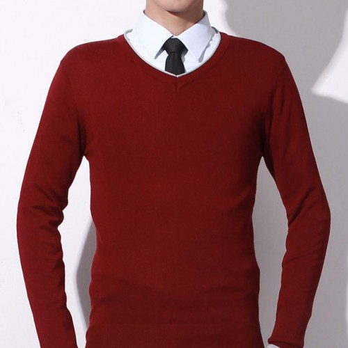 【二件套】V领正装长袖纯色商务修身职业工作校服【毛衣+衬衫】图1