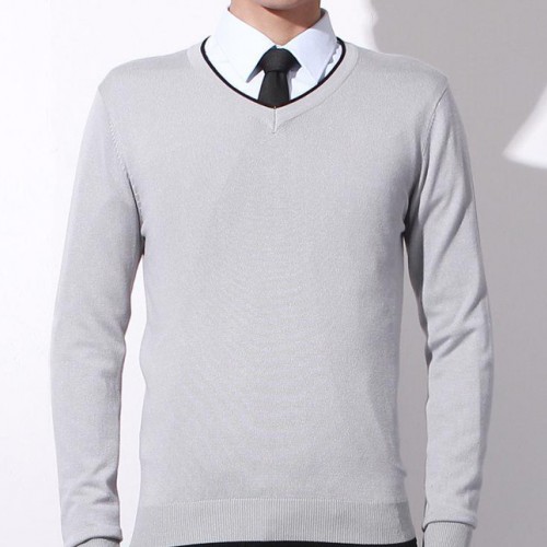 【二件套】V领正装长袖纯色商务修身职业工作校服【毛衣+衬衫】图2