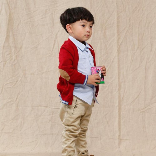 男童套装 三件套 毛衣外套+衬衫+裤子图1