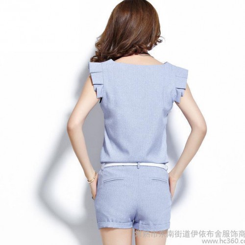 2016新款夏季套装 女式休闲套装运动装女短裤套装 送皮带一图1