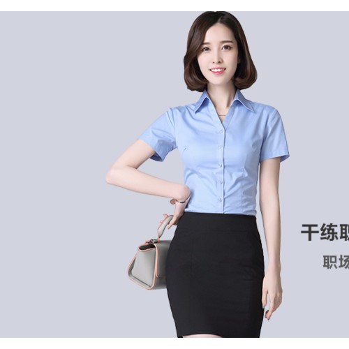 ** 白色衬衫短袖职业 2018新款办公室职员装夏装工装百搭显瘦图2