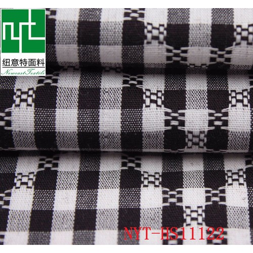 纽意特CVC格子大提花色织衬衫面料厂家定制图1