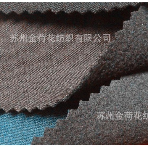 10S支1/2直弹喷气罗缎复合摇粒绒面料打底裤布料图2