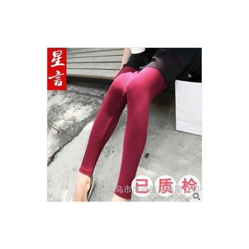 供应90180平板罗纹裤星言秋冬时尚打底裤 韩国新款高弹九分裤显瘦小脚裤图1