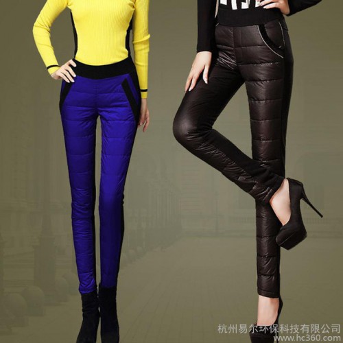 供应蔓哈密品牌K1013羽绒裤女装 ** 修身羽绒保暖打底裤批发代理图3