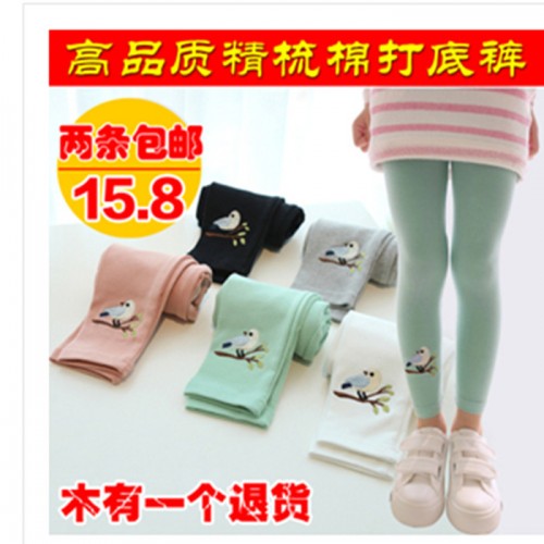 爆款限量促销QLG中腰靓丽小天使秋装女童裤儿童打底裤韩版绣花图2