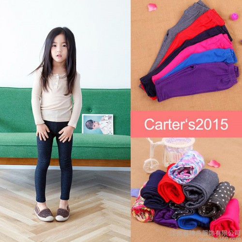 ** 2015年Carter‘s外贸原单品牌童装童裤儿童春秋季针织家居长裤，9M-3岁女童弹力棉仿牛仔六色可选打底裤图1