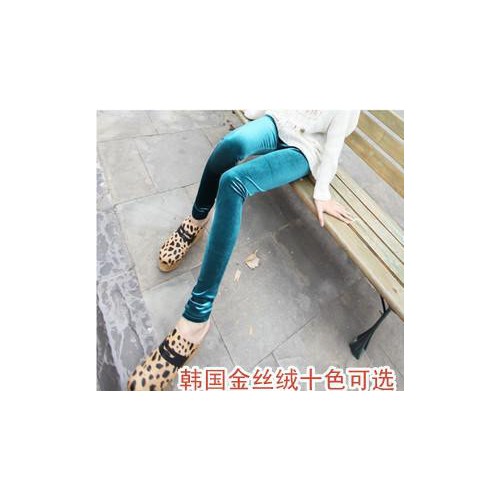 2013热卖春款韩国金丝绒显瘦打底裤 百搭闪亮小脚裤九分裤 批发图3