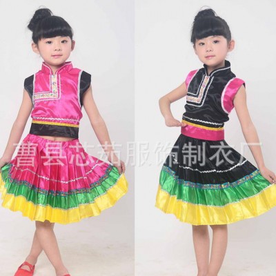 六一新款儿童演出服彝族舞蹈服装苗族服少数女童演出服装民族服装