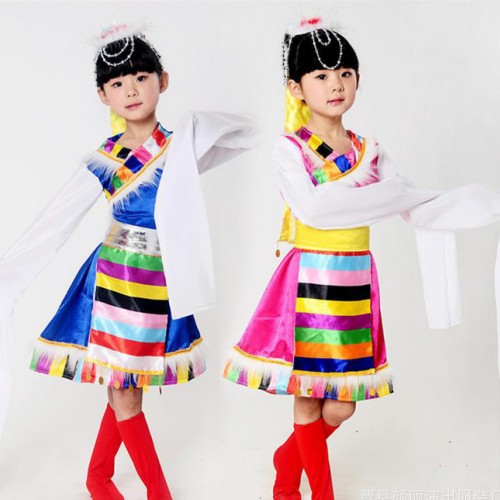 六一新款民族服饰表演服藏族舞台服饰儿童水袖藏族服 大量现货图1