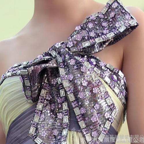 新款天丝雪纺单肩晚礼30645 舞会欧美晚礼服批发 多丽琦女装图2