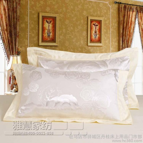 **特价包邮:丝棉天丝贡缎提花全棉四件套-纯棉床上用品 米白图2