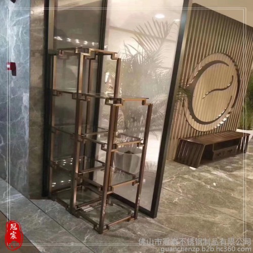 制作不锈钢玫瑰金镜面展示架订做 展示架设计服装店展示架图5