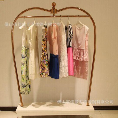 玫瑰金不锈钢落地中岛架设计 服装陈列架 U字形服装展示架图3