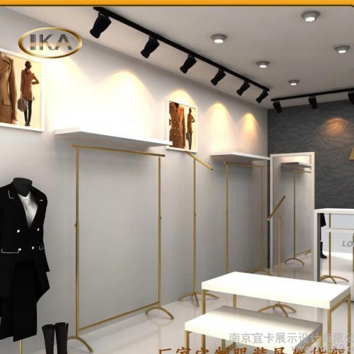 商场品牌女装店服装展示道具整店订做侧挂架上墙架高架搭配设计图2
