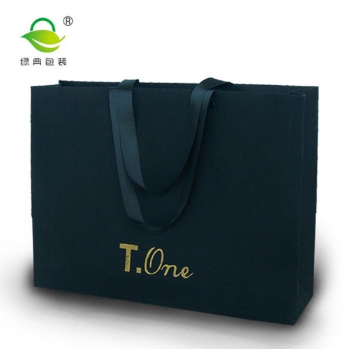 **免费设计手提纸袋定做 烫金礼品纸袋黑卡服装店纸袋订制图1