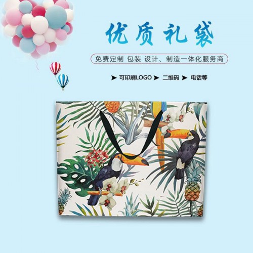 印刷服装手提纸袋子广告礼品袋 可加印logo设计清新牛皮纸袋定做图2