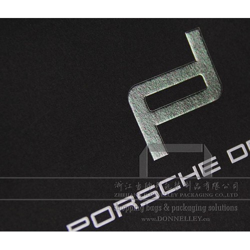 保时捷设计Porsche Design购物袋，压纹礼品袋+烫银纸袋+凹凸服装袋，定做 品黑卡纸包装袋图3
