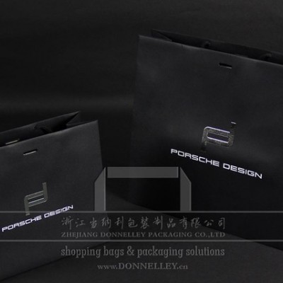 保时捷设计Porsche Design购物袋，压纹礼品袋+烫银纸袋+凹凸服装袋，定做 品黑卡纸包装袋