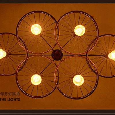 设计师的灯 loft工业复古美式乡村餐厅吧台服装店咖啡厅服装店车轮吊灯创意个性铁艺灯具