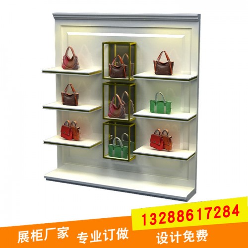 女包柜白色烤漆手提包陈列柜背包货柜皮包展柜箱包货架皮具展示架厂家设计订制展架含灯包包展示柜皮具店服装店男鞋女鞋柜台挎包柜图5