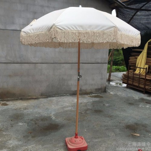 带流苏的太阳伞定制、棉质流苏遮阳伞订做、涤纶流苏太阳伞定做工厂图2