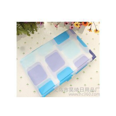 防水涤纶浴帘 加厚涤纶布料格子浴帘 现货可定做 带挂钩
