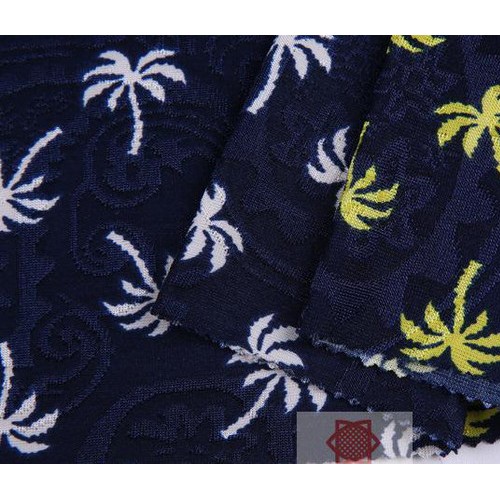 椰树水性分散印花布 涤纶弹力服装面料针织布料 立体移圈提花面图3
