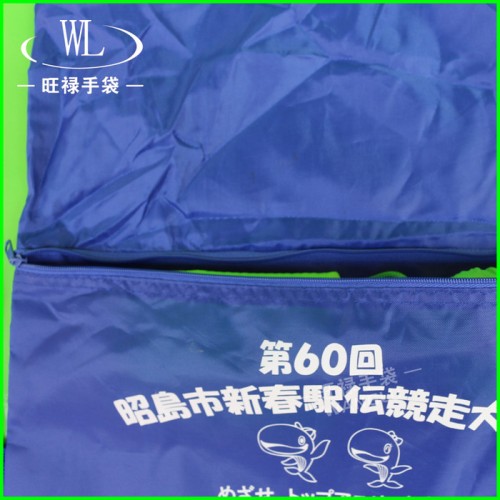 供应420D丝印广告环保涤纶手提袋 双抽绳尼龙购物拉链背包束口袋涤纶布袋图1