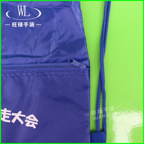 供应420D丝印广告环保涤纶手提袋 双抽绳尼龙购物拉链背包束口袋涤纶布袋图7