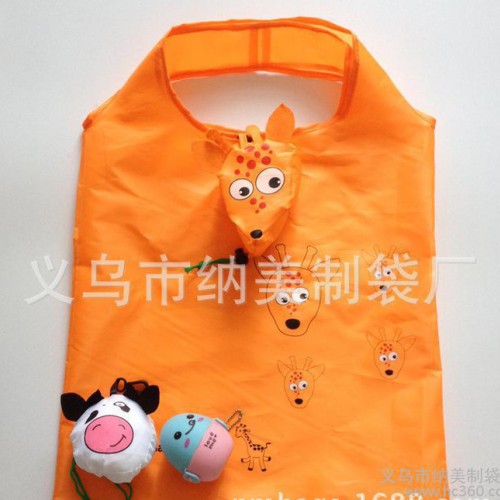 新品卡通动物可折叠环保袋/麋鹿涤纶防水束口袋/长颈鹿动漫礼品图1
