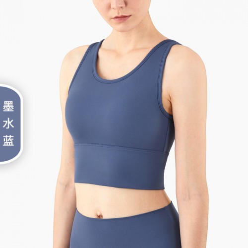 2021新款欧美全包裹时尚背心式运动文胸 深U美背防震聚拢健身内衣图6