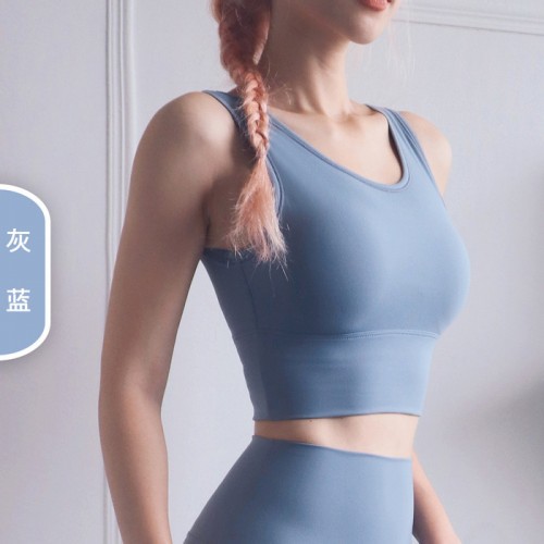 2021新款欧美全包裹时尚背心式运动文胸 深U美背防震聚拢健身内衣图2