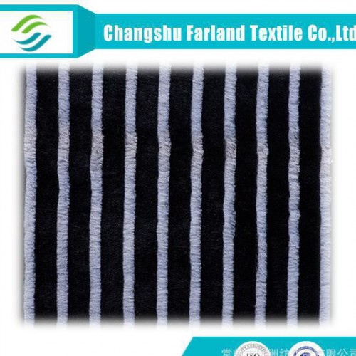 黑白条纹pv绒印花 100%涤纶面料 经编毛绒面料图2