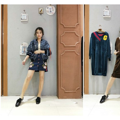 金丝绒17年休闲套装新款服装品牌折扣清仓 找明浩图1