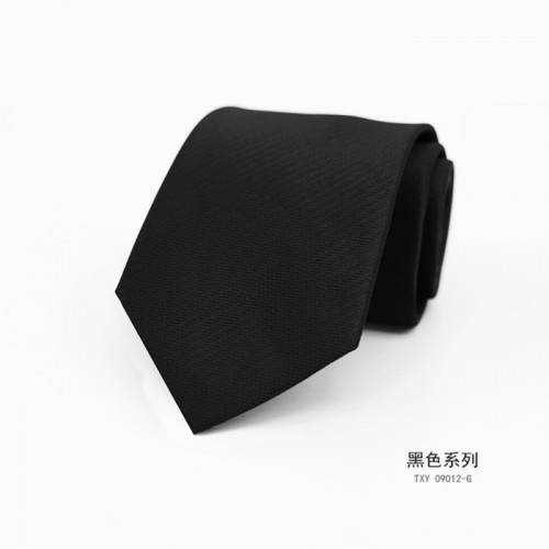 定制黑色制服礼服真丝领带 男士商务职业装单色纯色涤纶丝领带批发图5