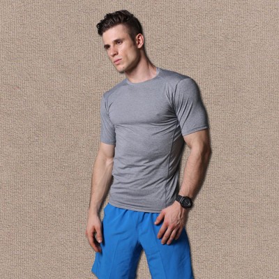 新款男士短袖T恤休闲健身服紧身夏季薄款跑步运动服直销