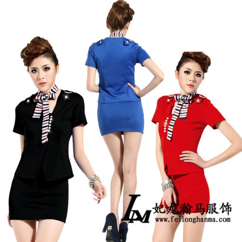 供应妃龙瀚马时尚条纹领带桑拿技师服空姐制服图2