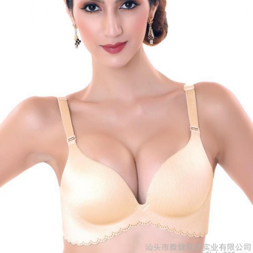 一片式拉丝文胸 波浪纹镂空调整型文胸 超聚拢无钢圈内衣套装 批发代理图6