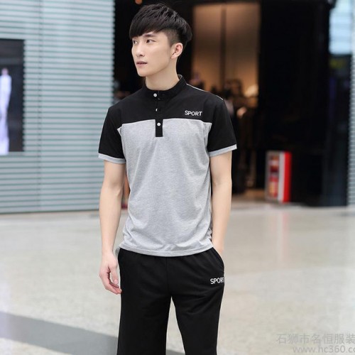 2016男运动套装夏季短袖T恤休闲卫衣男士运动服薄运动短袖套图3