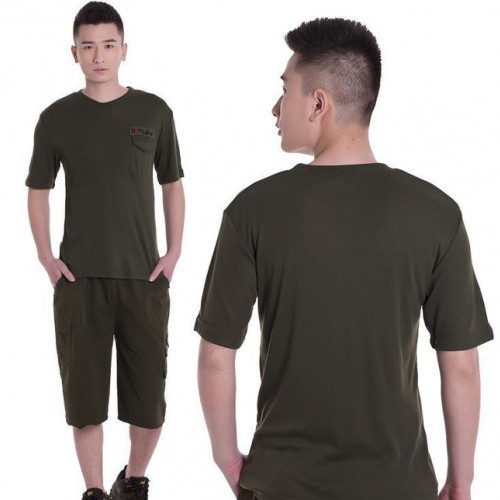 昌圣0148半袖兜衫军绿色户外休闲作训服圆领带兜T恤小衫直销图2