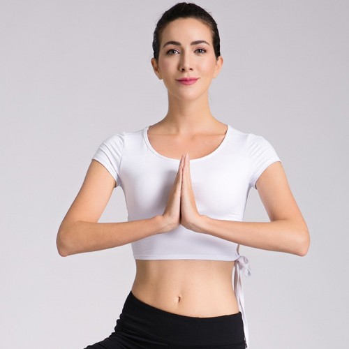 妃诗语 运动服2017夏季新款速干透气瑜伽服 运动健身T恤纯白小清晰运动瑜伽服 修改 本产品支持七天无理由退货图3