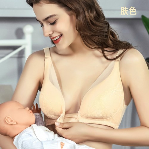 嫏之孕91076 哺乳文胸批发拿货孕产妇一片式无痕无钢圈包边哺乳喂奶内衣前开上扣胸罩调整型文胸